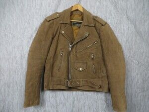 Vintage American Top Genuine Leather Motorcycle Jacket Size 40 Brown Biker Moto